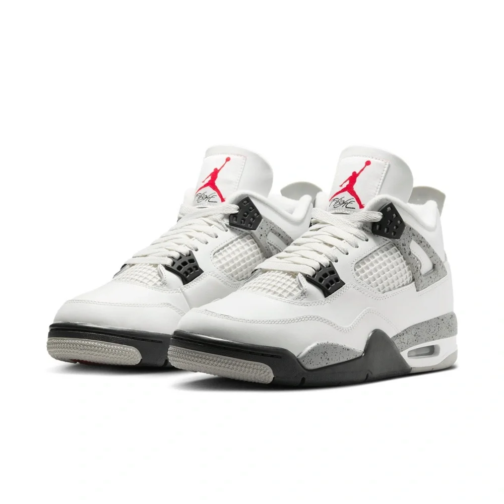 Air Jordan 4 Retro Men's White and Black Sneakers - Picture 1 of 9